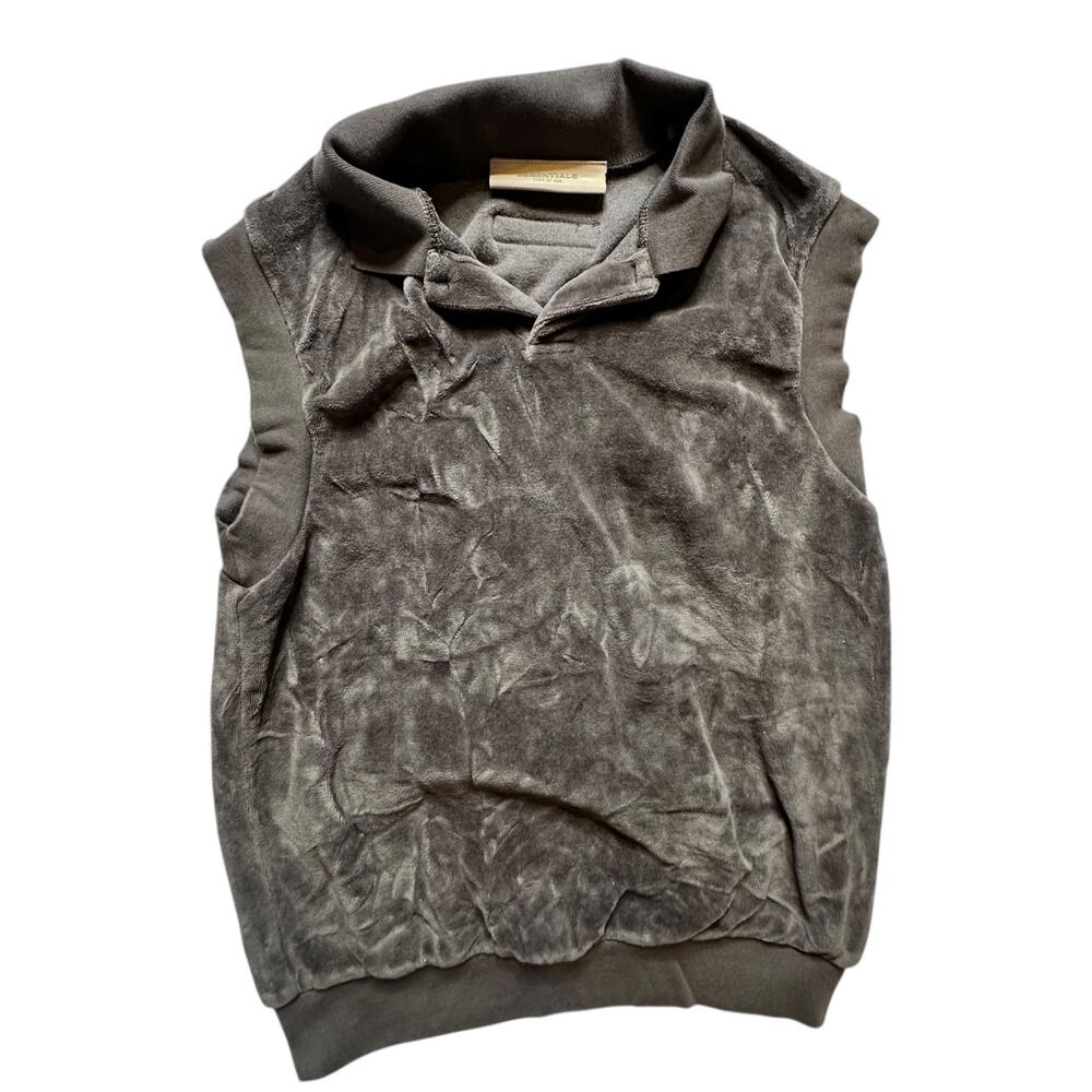 Fear Of God Essentials Sleeveless Velour Polo Top Size Small